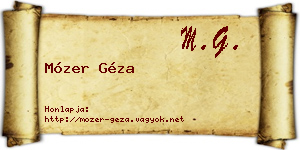 Mózer Géza névjegykártya